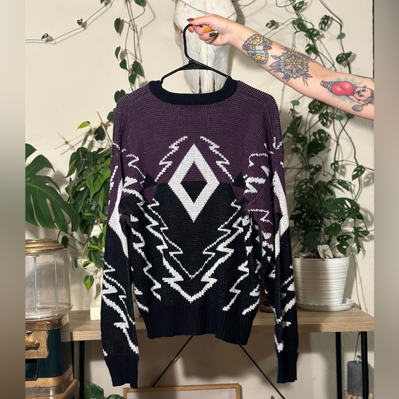 Vintage Weeds Patterned 100% Virgin Acrylic Sweater Size: Large - Picture 2 of 5